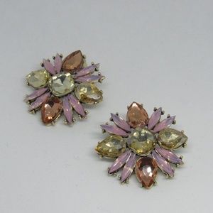 Large Multicolor Rhinestone Earrings